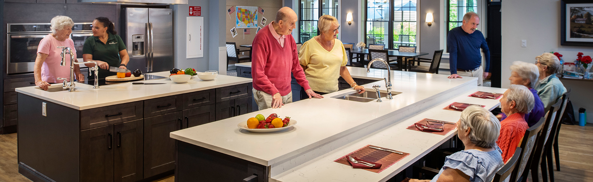 Residents and even visitors enjoy gathering in the open kitchen area.